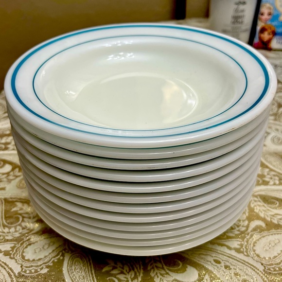 Corningware Dining Set Of 2 Mid Century Corning Turquiose Band Soup